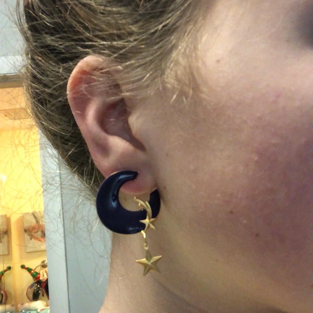Blue and gold earrings